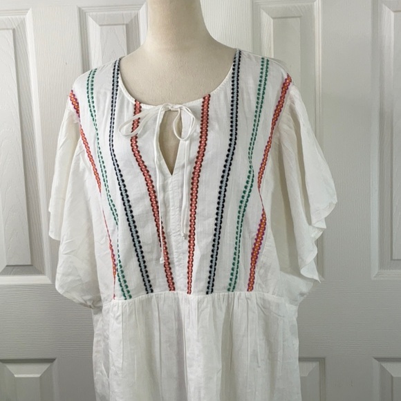 Women's Kimono Short Sleeve Embroidered A-Line Dress Knox Rose White Size 3X - Picture 4 of 15